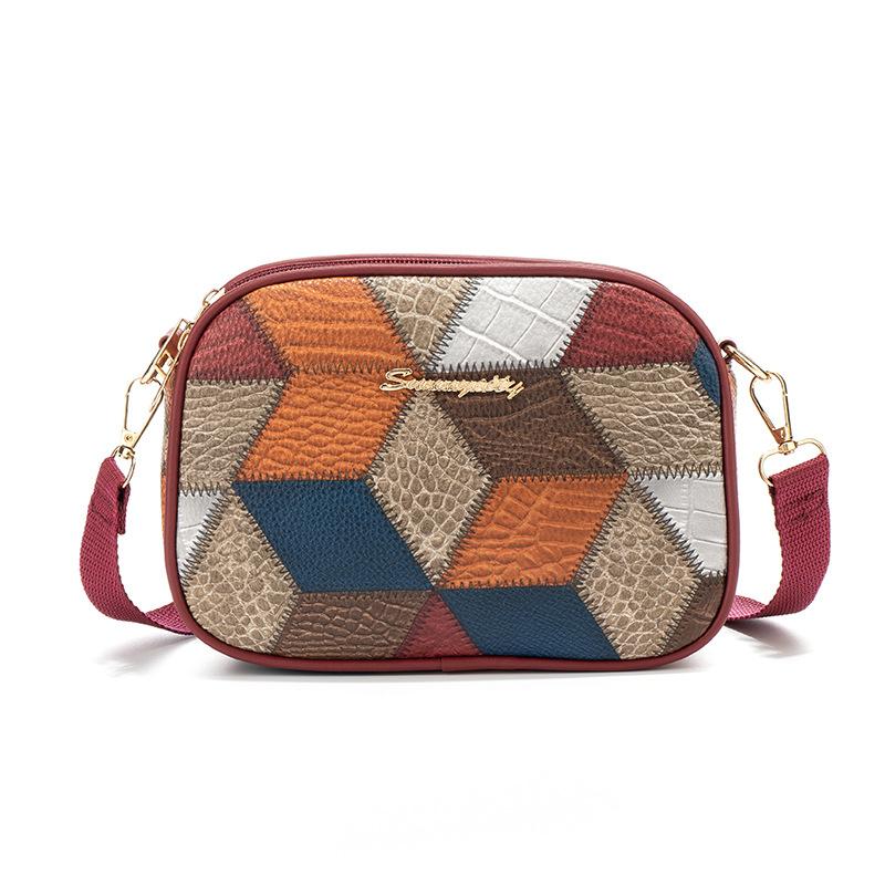 Fashionable Plaid Small Square Bag Women Small Crossbody Bag Trendy Print Daily Match PU Leather Shell Shoulder Bags
