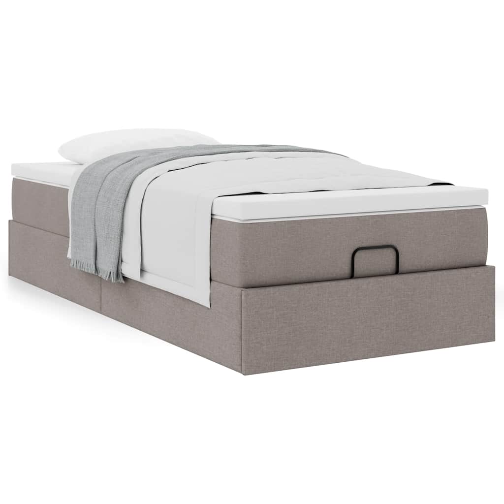 Ottoman Bed with Mattress Taupe 100x200 Cm Fabric