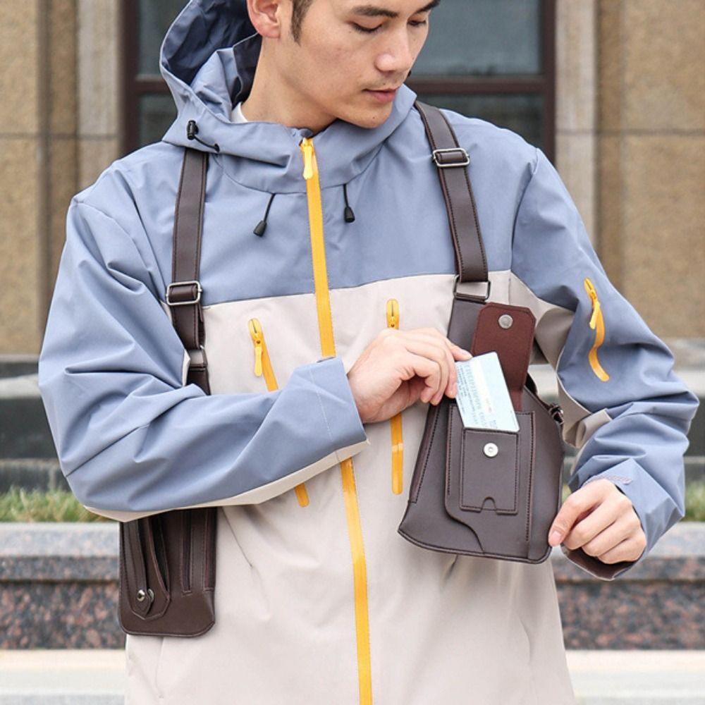 Adjustable Strap Anti-Theft Underarm Bag Vintage Underarm Strap Wallet Pocket Outdoor Activities