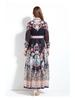 Original Design SS '25 Chiffon Blouse & Waist-Gathering Ruffle Long Dress Set with Collar Print, Long Sleeves.