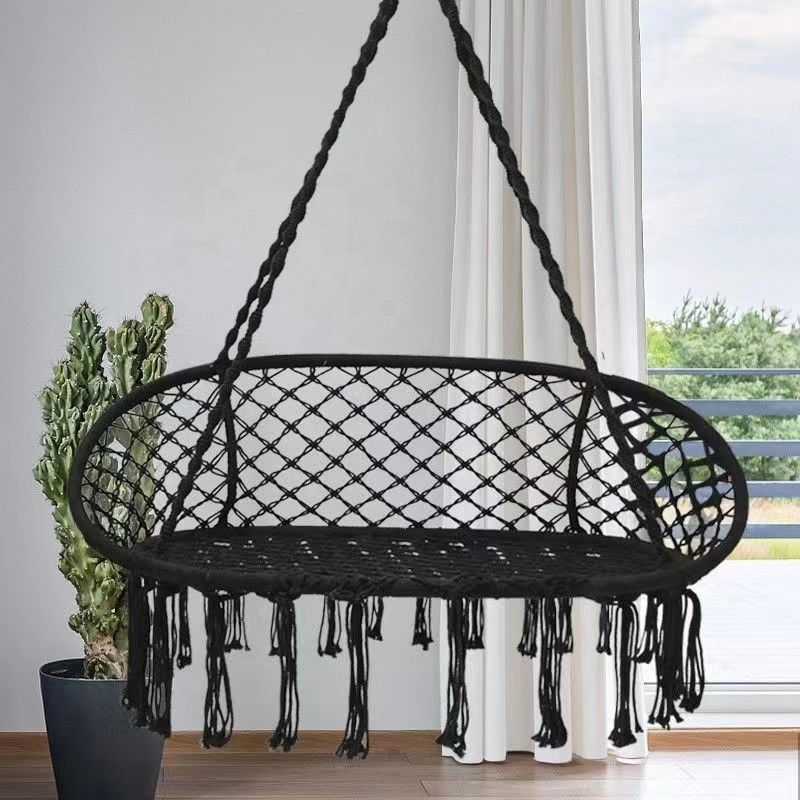 Double Hammock Chair Macrame Hanging Swing Chairs with Cushion and Hardware Kit, Adult Swings for Outside,Patio,Balcony, Bedroom