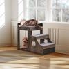 Haustier-Etagenbett mit Treppe Hund/Katze Fensterplatz mit Stauraum Innen Grau