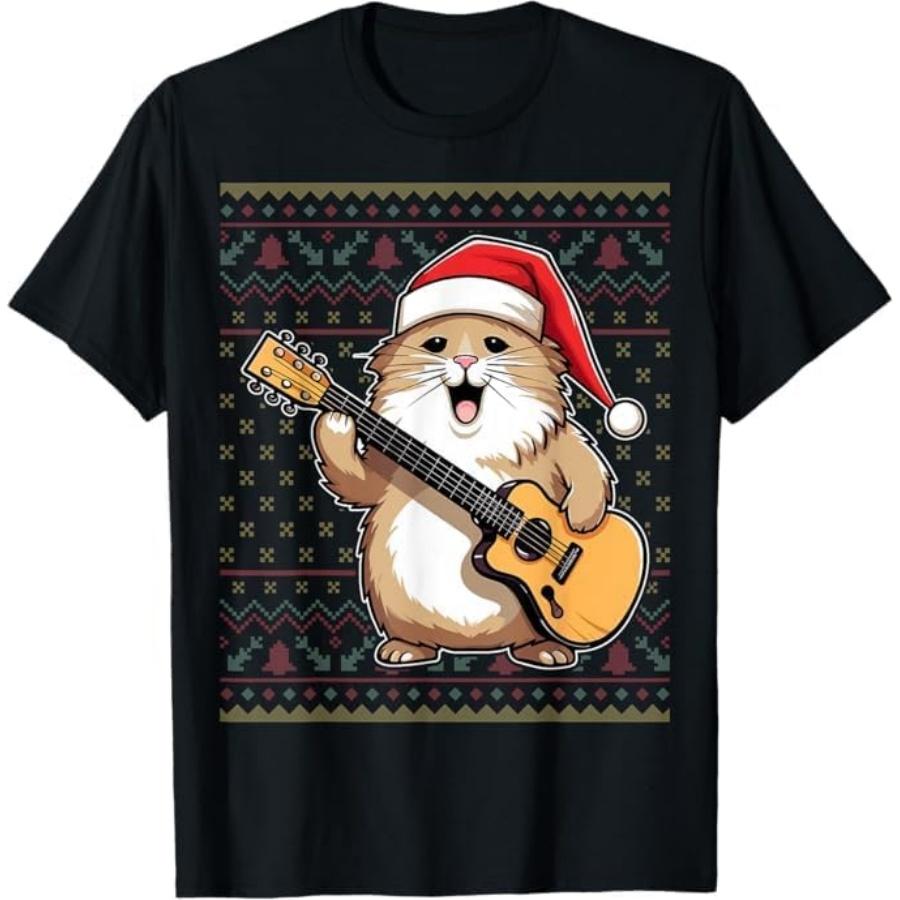 

Hamster Playing Guitar Santa Hat Xmas Ugly Christmas Hamster T-Shirt GIU1 Mens Womens Tank Top Sweatshirt Hoodie Longsleeve 867 Black XXXXXL різнокольоровий