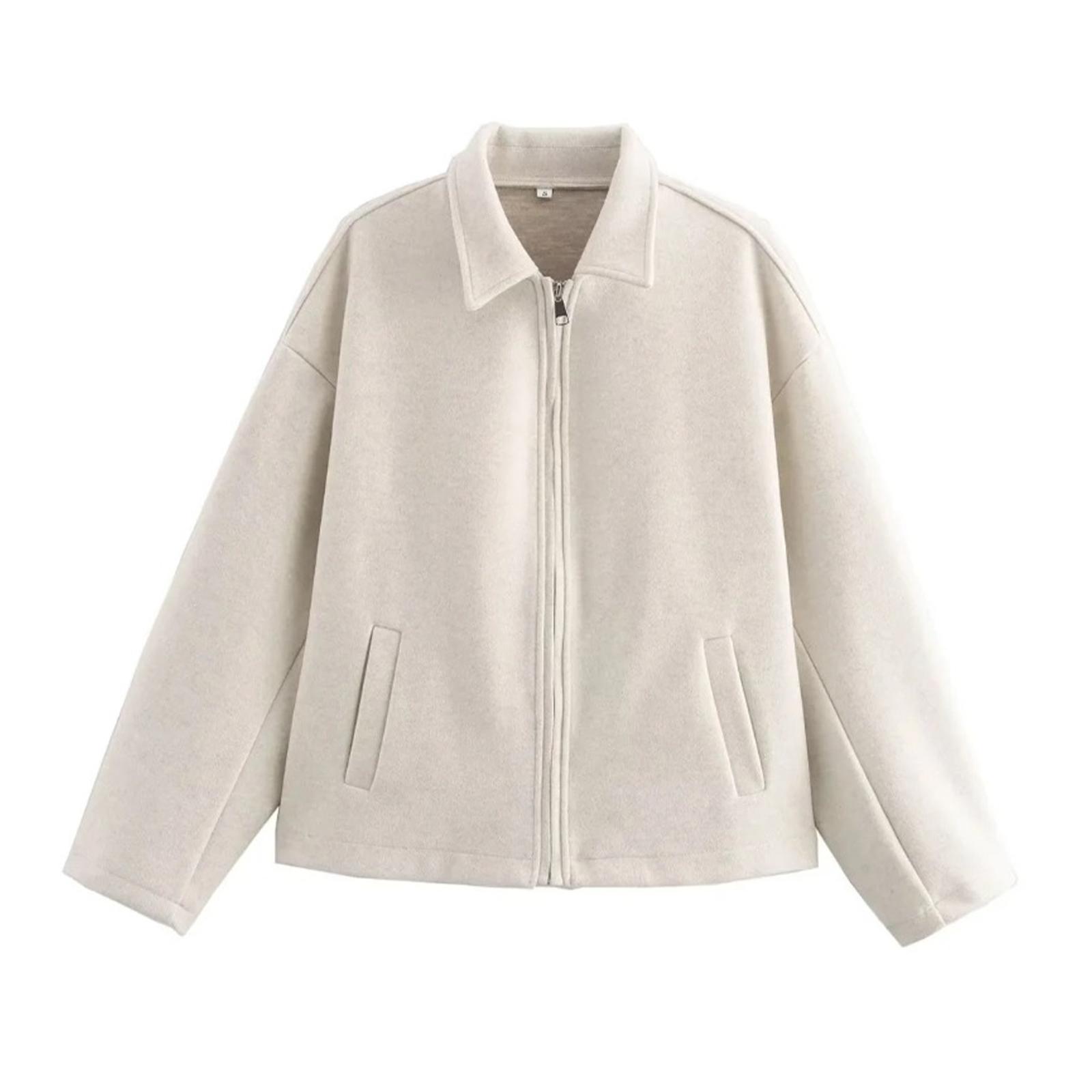 

Женская модная свободная замшевая куртка на молнии со стойкой S бежевый