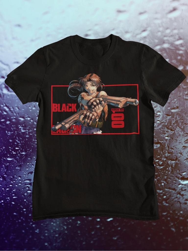 T-shirt Black Lagoon, Revy Frantumata, Dutch Black Lagoon Burakku, Kawaii, Giapponese