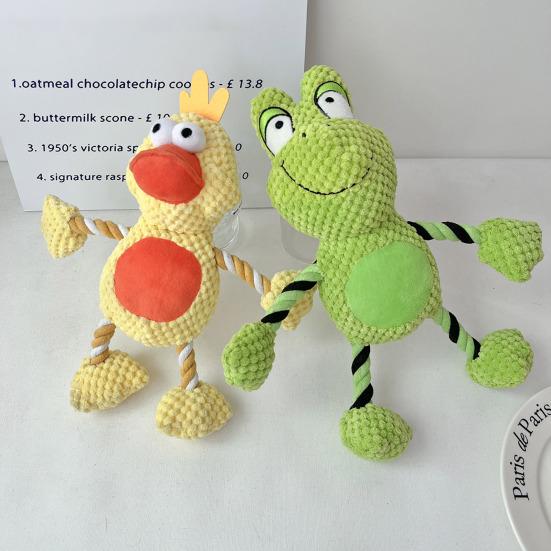 Pet Toy Cartoon Duck Frog Design Dog Chew Toy with Sound Feature Bite-Resistant Tug-of-War Interactive Teeth Grinding Dog Toy