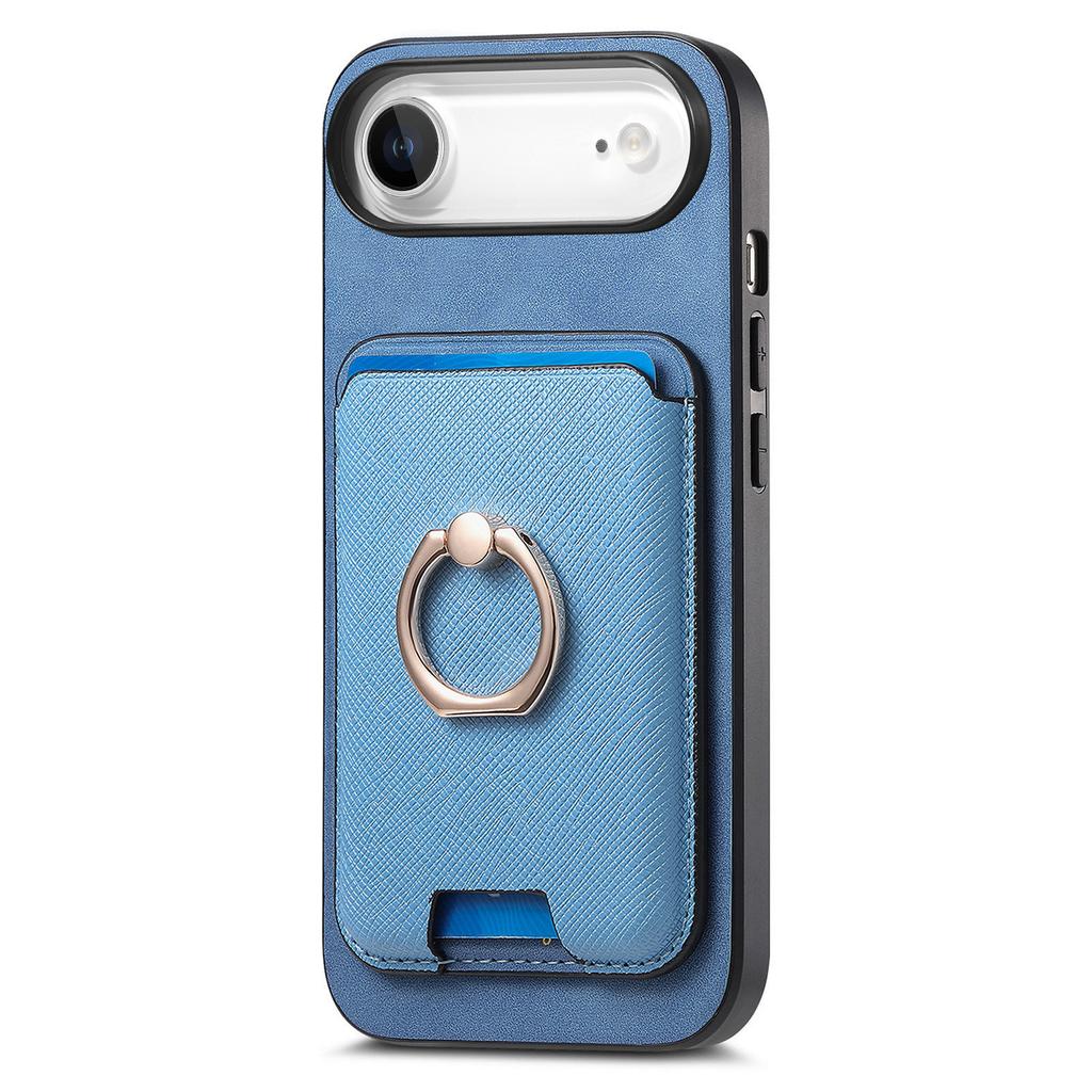 For iPhone 17 Air Magnetic Case Detachable Card Bag Leather Back Cover with Kickstand