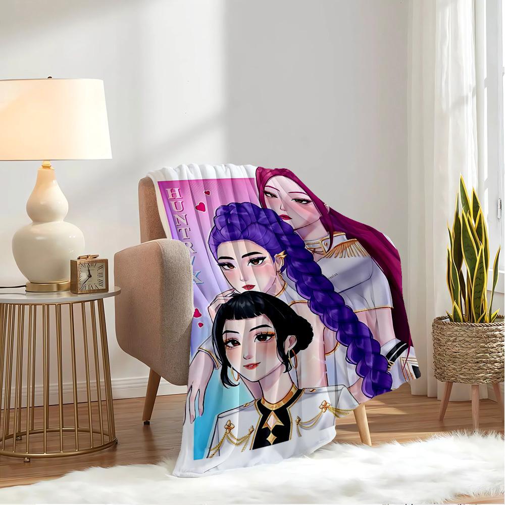 K-POP Anime Girls Group Four Seasons Soft Warm Blanket All-Season Thick Knit Polyester Bedspread for Bed, Camping, Travel Perfect Gift