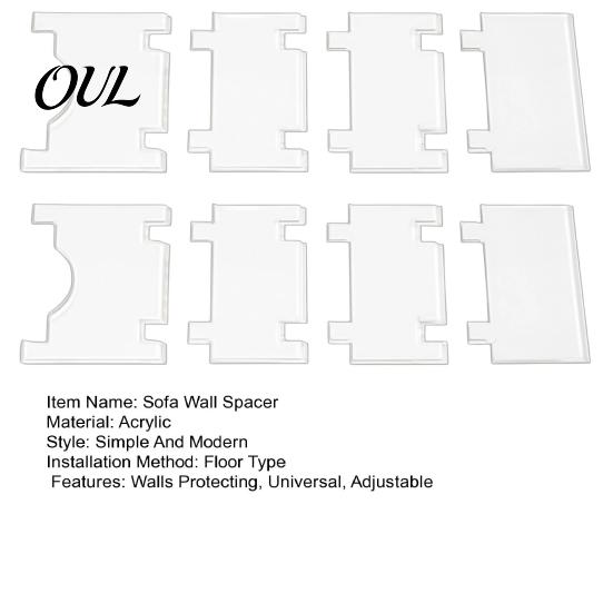 Non Slip Furniture Spacer 2/4 Sets Clear Acrylic Wall Spacer, Adjustable Couch Bed Stopper, Floor Stopper Prevent Risks from Heater, Keep Space