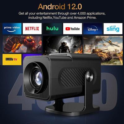 HY320 Mini 4K Android Smart Projector - Full HD, Bluetooth & WiFi Enabled.