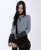 Striped Button Slim Hoodie [Sky Blue]
