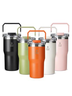 CARRY BOTTLE Dual Flow Top Handle Straw Tumbler 630ml Vacuum Stainless 2-in-1 Bottle Stainless Tumbler