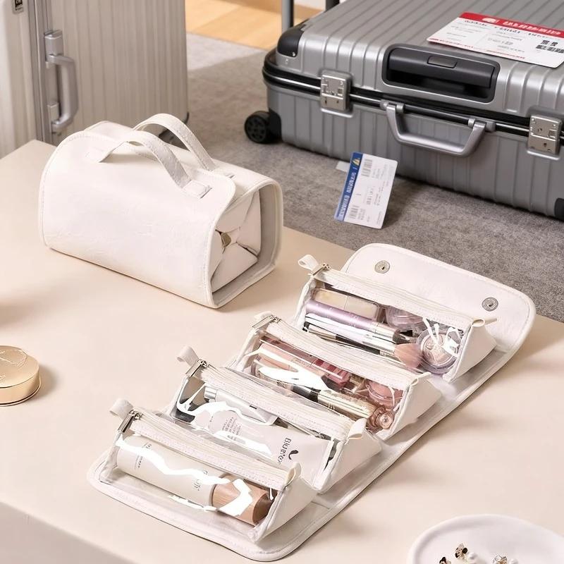 Foldable Toileting & Makeup Bag - Large Capacity Portable Design, Waterproof Four-in-One Detachable Storage, Ideal for Travel