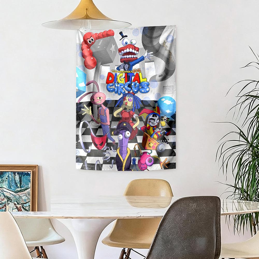 Digital Circus Wall Decor Tapestry Art For Pet Memorial Birthdaywedding Party Backdrop Family Gift