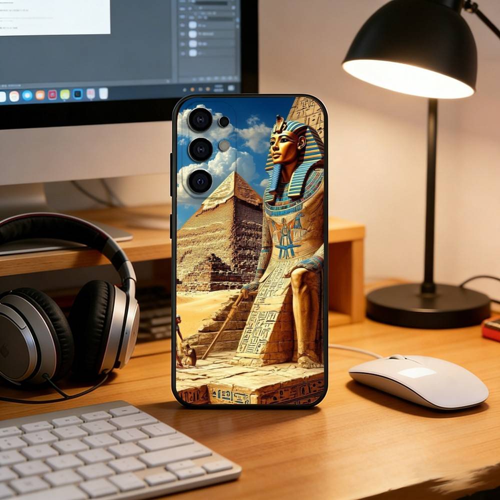 The Pyramids of Giza Phone Case For Samsung S25,S24,S21,S22,S23,S30,Ultra,S20,Plus,Fe,Soft Silicone Black Cover