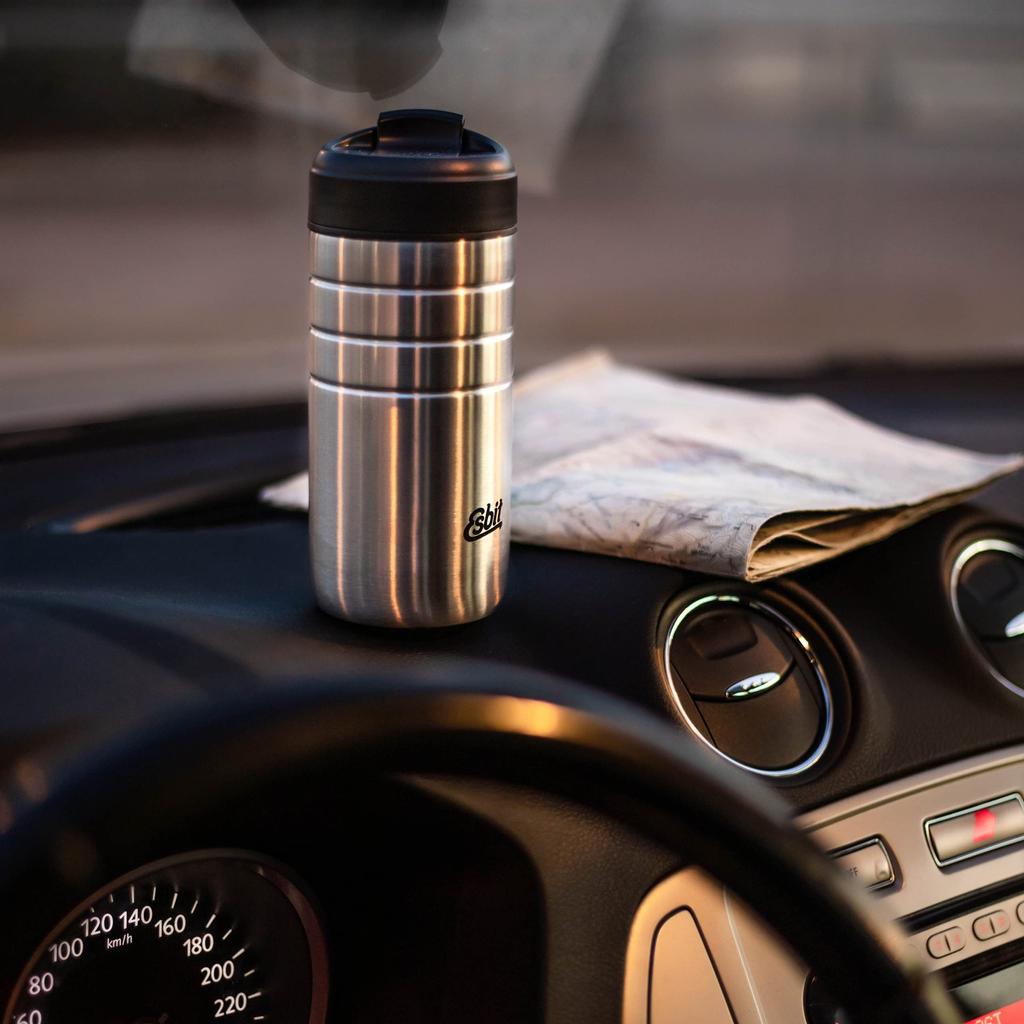 Esbit Outdoor Camping Insulated Mug Majoris Thermo Mug with Flip-Top Lid, Silver, 450ml ESMGF450TLS