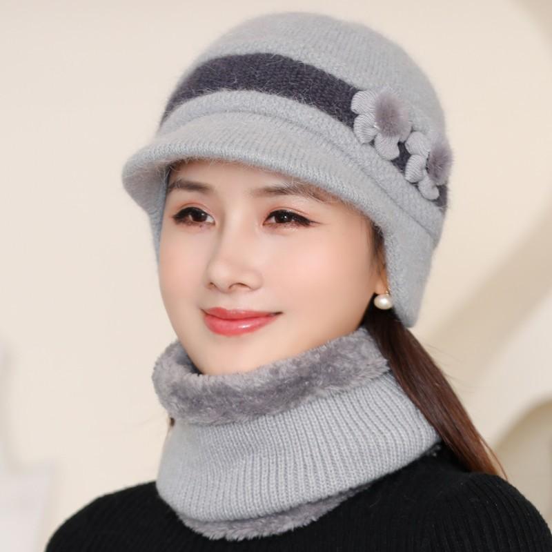 

Женская теплая и пушистая шапка-бини с бантом на осень и зиму, модная и универсальная вязаная защитная шапка для ушей для мам и бабушек hat only