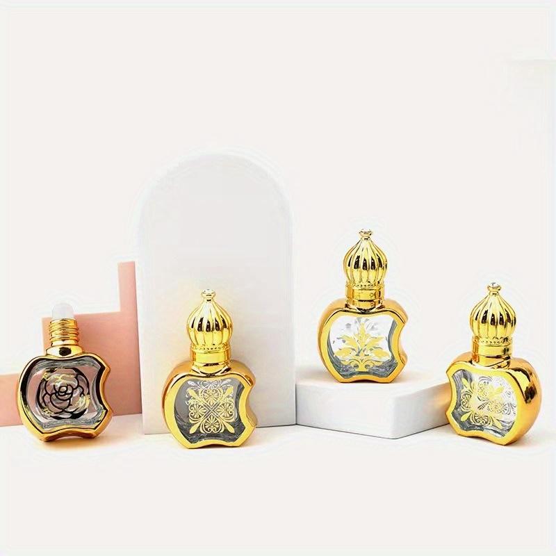 Flacon à bille d'huile essentielle de luxe doré de 6 ml, flacon de parfum rechargeable, flacon à bille en verre pour huile essentielle, récipient pour cosmétiques