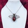 Red Fire Labradorite Real Gemstone Pendant Copper Wire Wrapped Butterfly Pendant