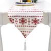 Christmas Table Runner  Vintage Polyester Tassel Triangle Snowflake Party Wedding Kitchen Table Fabric Home Coffee Table Decor