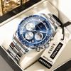 Men Watch Business Stainless Steel Brand  Luxury Casual Waterproof Chronograph Male Quartz Watch for Men