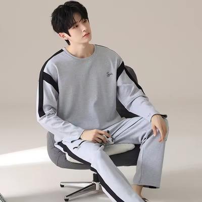 Talla Grande 6XL Rayas Casual Conjunto de Pijama para Hombre Primavera Otoño Ropa de Dormir para Niño Manga Larga Ropa de Noche Pijama Suave Ropa para el Hogar