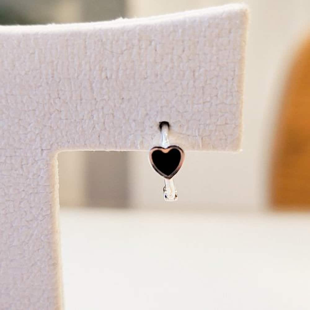 Silver 925 Heart Mini One-Touch Ring Earrings