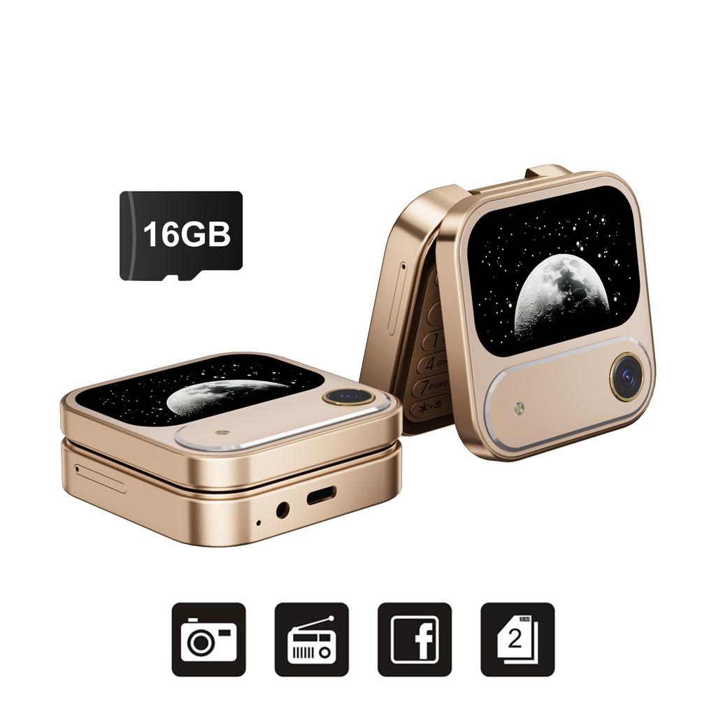 I17 Air Mini Faltbares Handy 2G GSM 1,77" Display Magische Stimme Kurzwahl UKW-Radio 2 SIM-Karten Kleine quadratische Handys