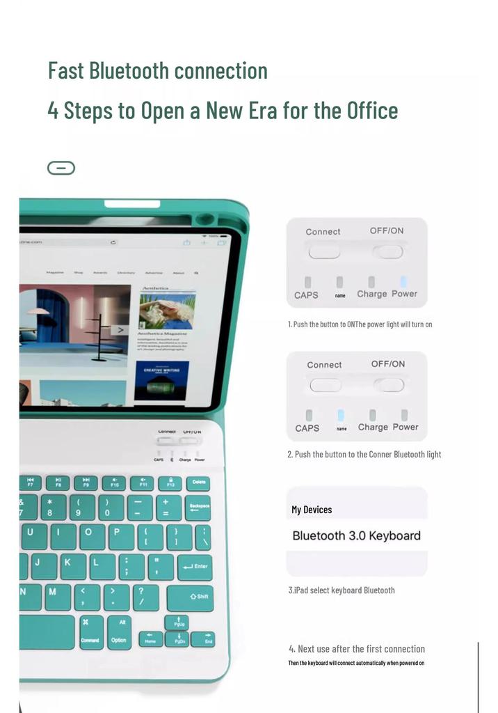Wireless Rechargeable Mouse & Keyboard Combo for iPad, Tablet, Phone, Laptop