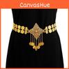 Ladies Metal Waist Chain With Hollow Geometric Design And Coin Decor For Stylish Summer Wear