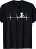Retro DJ T-Shirt with ECG Heartbeat & DJ Mixing Console Graphic - Vintage Music Producer Tee Suitabl