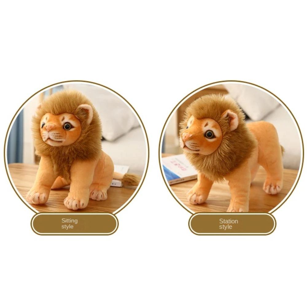 Forest Animal Simulation Male Lion Plush Toys Soft Simulation Lion Plush Toy  Kids