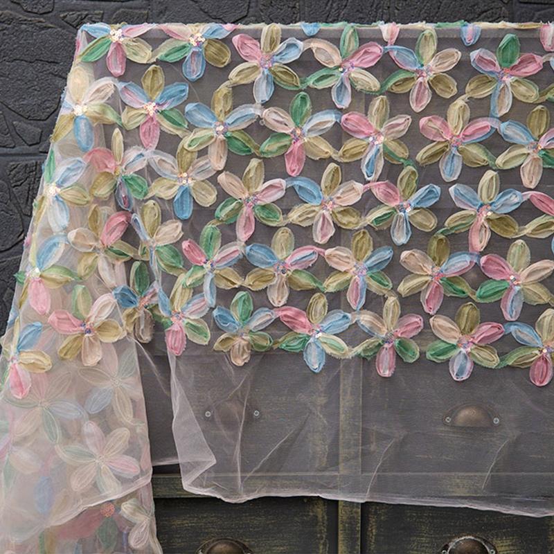 

Ткань сетка с вышивкой пайетками, градиентный цветок, 3D текстура, кружевная ткань для платья, одежды, DIY швейный материал, ткань 100x150см 100x150cm