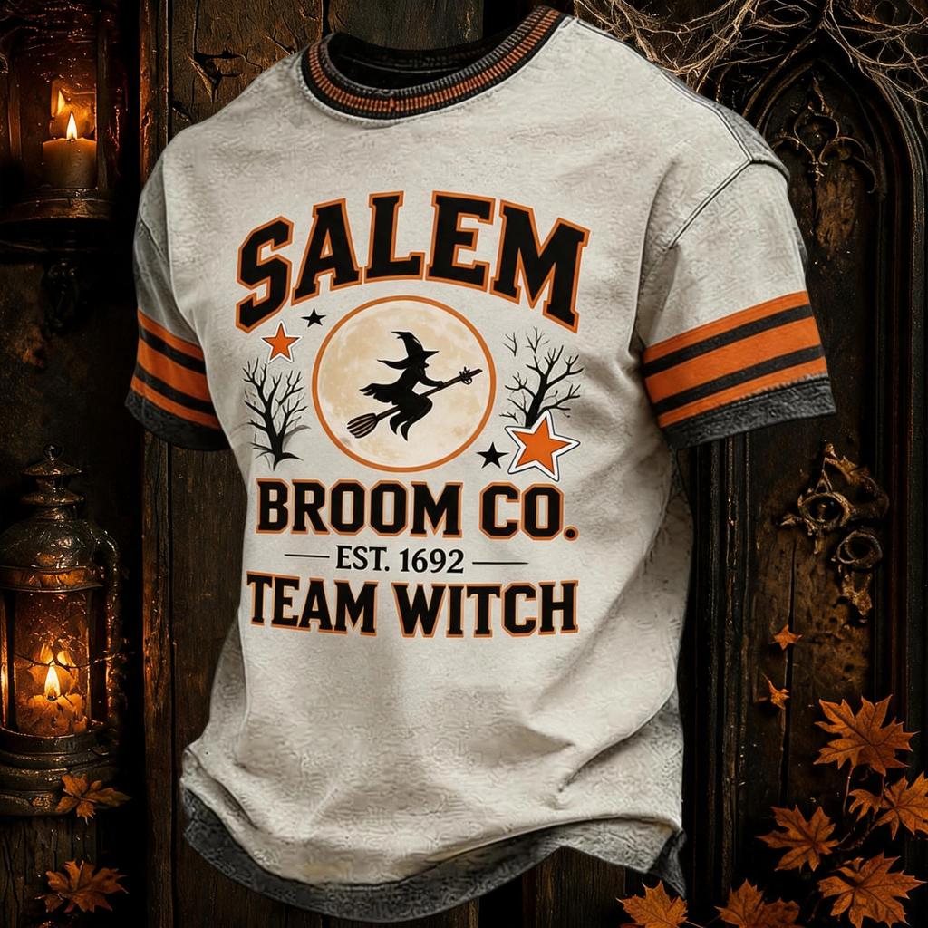 Men's Fall Halloween Short Sleeve T-Shirt Casual Holiday Party Top for Everyday Wear