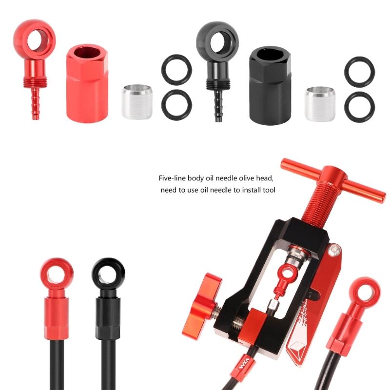Precisions Machined Aluminum Brake Hose Oil Pipe And Barbs Fitting Set Suitable for Mountain Bike Hydraulic Disc Brakes