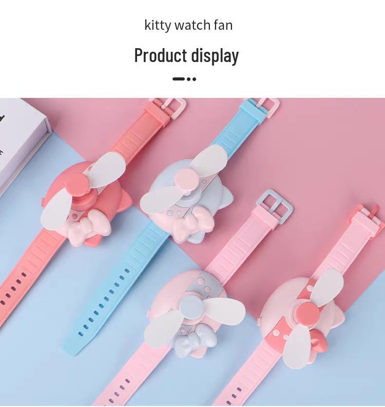 Hello Kitty USB Rechargeable Portable Mini Fan Bracelet Toy.
