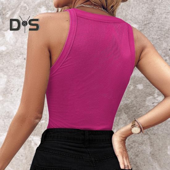 Kadın Yelek Yuvarlak Yaka Kolsuz Parlak Payetli Dekorasyon Atletler Oyuk Tasarım Slim Fit Kamisol Günlük Giyim