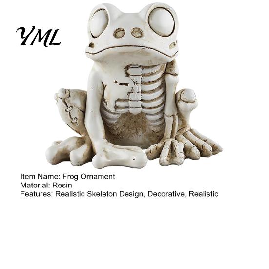 Distressed Retro Style Statues Halloween Skeleton Frog Figurine, Resin Animal Bone Statue for Bar Haunted Realistic Decor House, Spooky Gothic