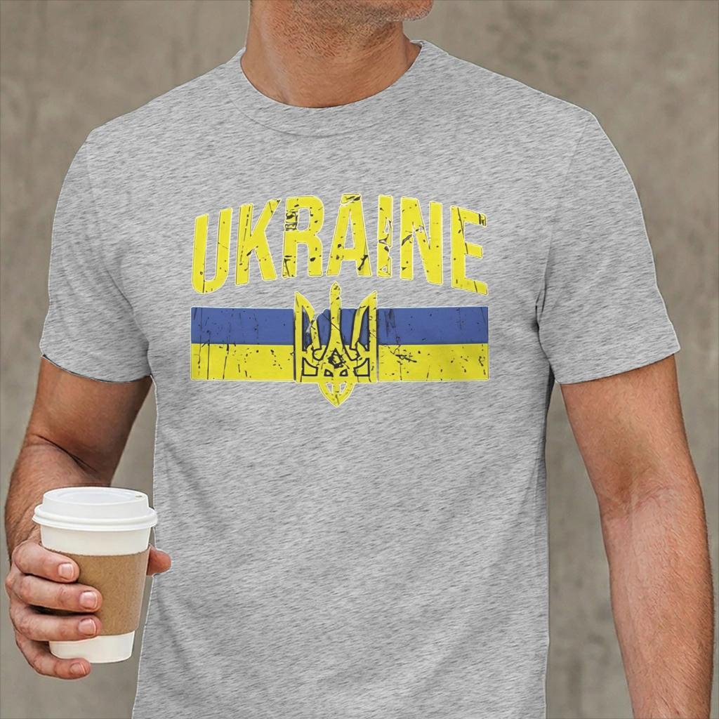 Ukraine Symbol Unisex T Shirt Ukrainian Trident Novelty Tee Shirt Short Sleeve Round Collar Tshirts Cotton Gift Idea Clothes