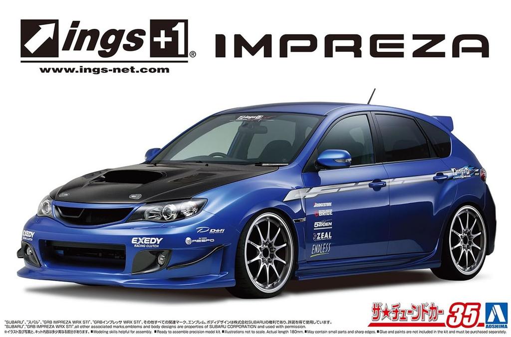 AOSHIMA The Tuned Car Series Subaru Ings GRB Impreza WRX STI 2007 Plastic Model 1/24 No.35