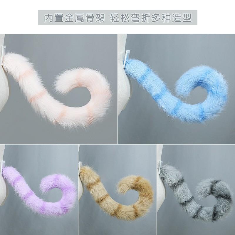 Handmade Plush Cat Ear Headband Tail Set Women Girls Kawaii Lolita Costume Accessory In Orange Tabby Style
