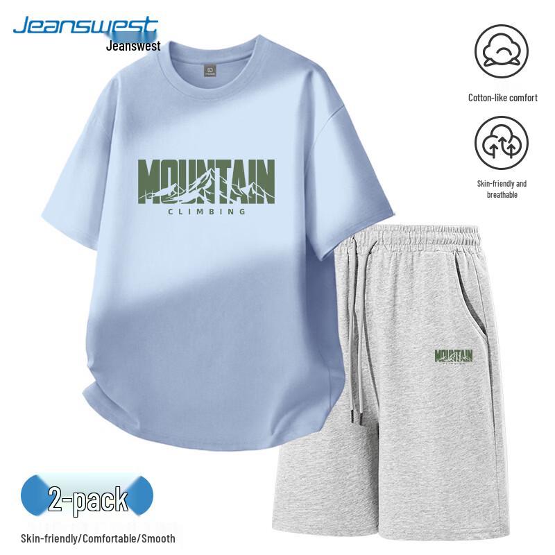 Jeanswest Men s Summer Casual Cotton Short Sleeve & Shorts Set M