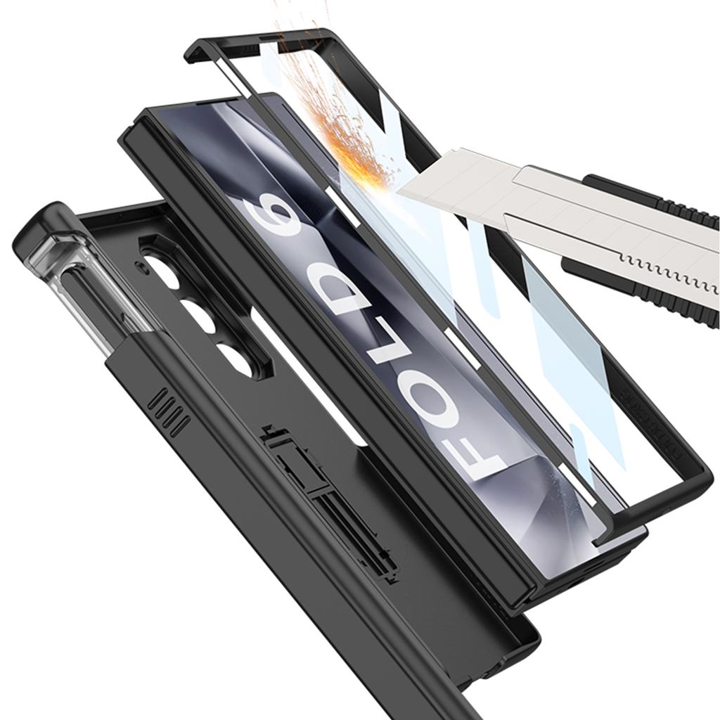 Hard Armor Hinge Protection Phone Cover for Samsung Galaxy Z Fold 6 Case with Pen Slot Bracket Screen Protector