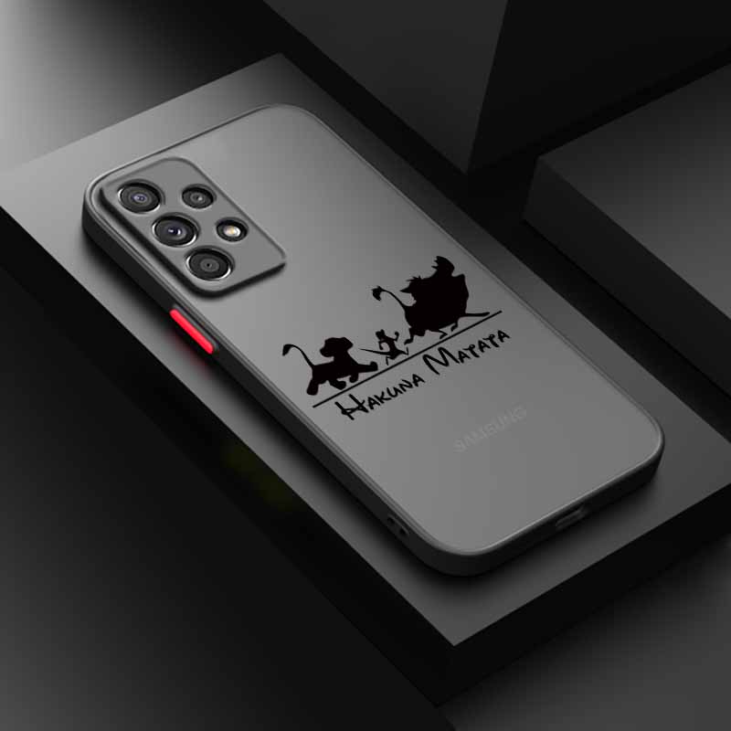 Cute The Lion King Cover For Samsung S25 S24 S23 S22 S21 S20 S10 FE Ultra Plus Lite Frosted Translucent Phone Case