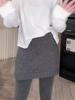 Dunkelgrauer Strick-Kaschmir A-Linien Bodycon Midi-Rock für Damen - Vielseitiger Kurzer Rock für Herbst/Winter 2025