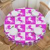 Round Waterproof Pink and White Checkerboard Unicorns Table Cover Tablecloth for Dining 70 Inch Table Cloth