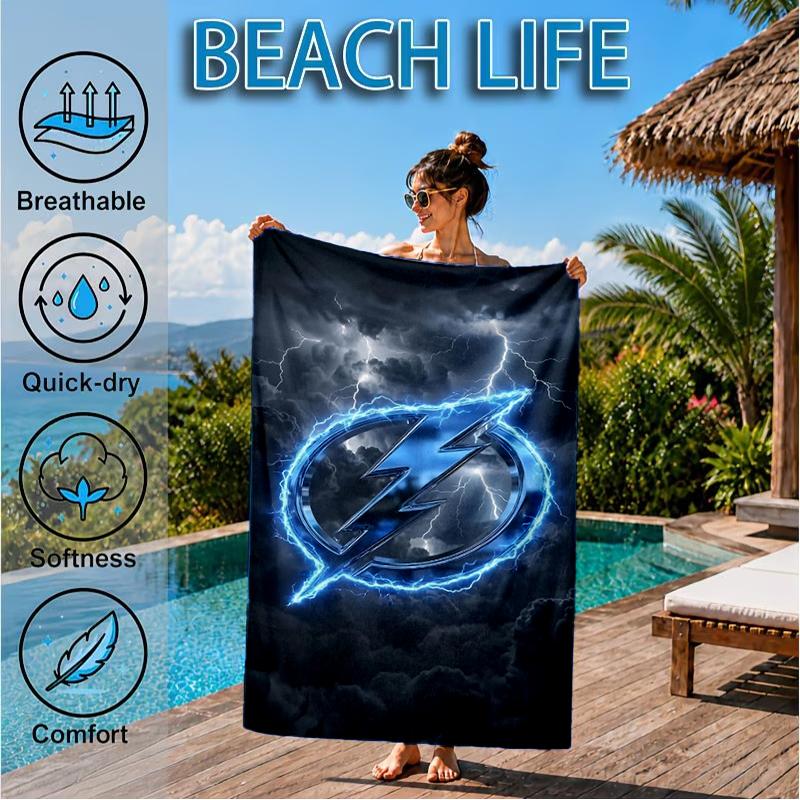 Bay Lightning Hockey Beach Towel, Super Soft Microfiber, Perfect Gift for Her/Him, Birthday, for Pool, Beach, Travel, Decor Beach Party