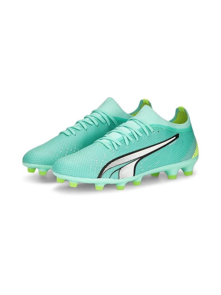 Puma Ultra Match 107218 Soccer 2023 Electro Size HG/AG Men's Cleats, Spring/Summer Colorway, Peppermint/Puma White/Fast Yellow, 25.5cm