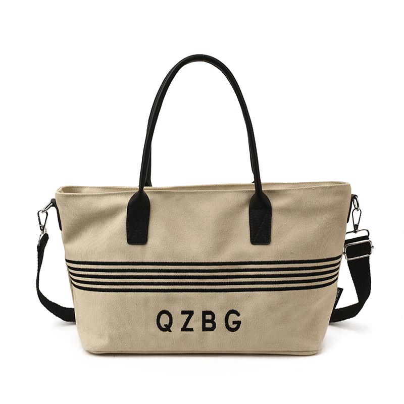 

2025 Ретро Высококлассная Вышитая Холщовая Сумка-Тоут через Плечо: Новый осенне-зимний повседневный дизайн грязно-белый