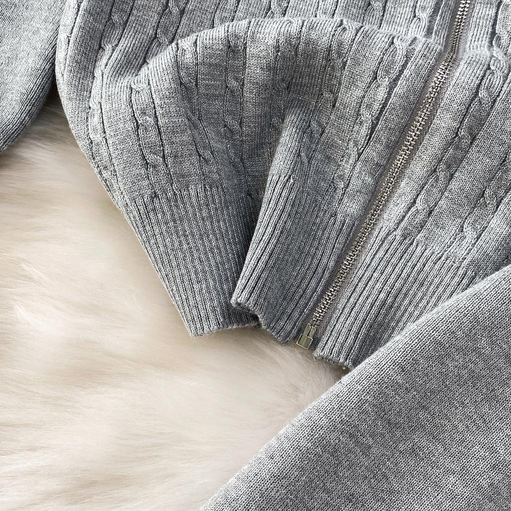 Faionable Knitted Embroidered Striped Set High Waist Wide Leg Pants Zipper Jaet for Women Autumn Season Casual Wear